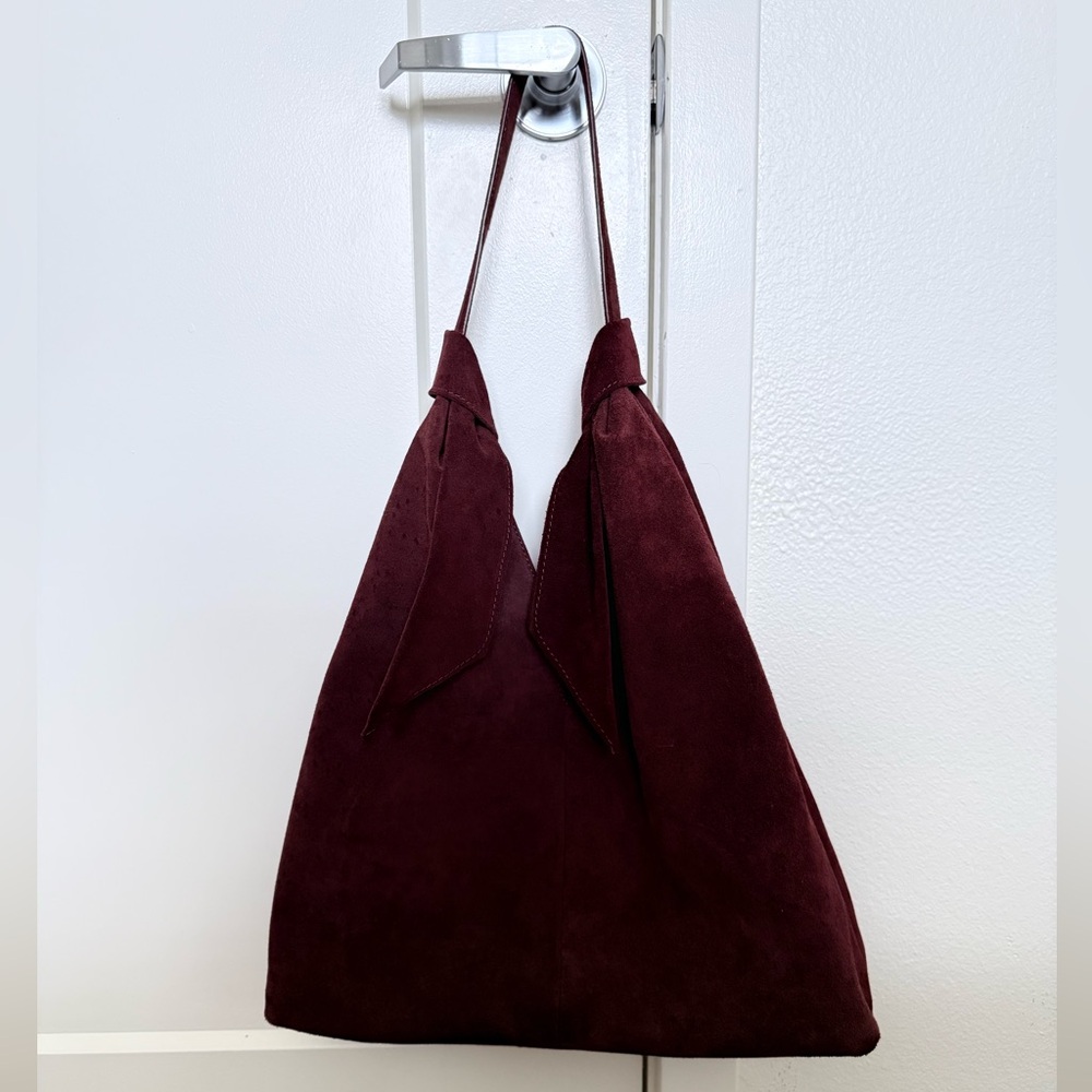 Divina Firenze Italian Suede Hobo Bag | Wine “Nigella” | Made in Italy